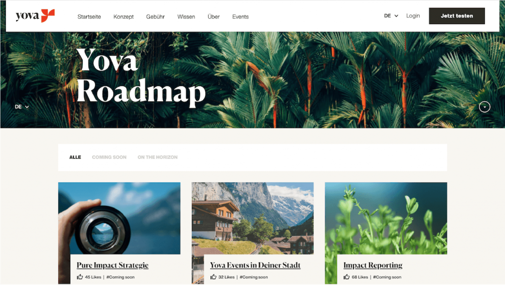 Yova impact investing Erfahrungen Roadmap
